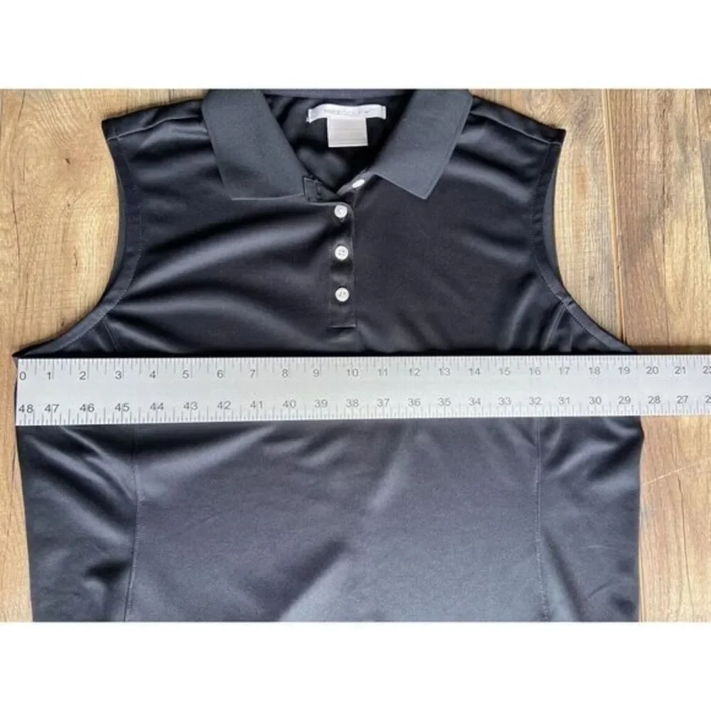 Nike‎ Golf Shirt Womens Large Black Sleeveless Polo Dri-Fit Pickleball Tennis
